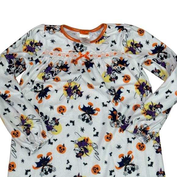 Disney Mickey Minnie Mouse Halloween Girls Size 8 Witch Pumpkins Long Nightgown - Picture 2 of 4